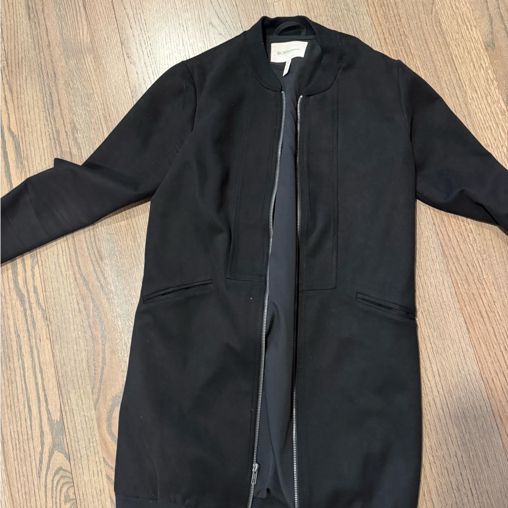 Black Longline Zip-Up Jacket